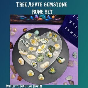 Tree Agate Gemstone Divination Rune Set